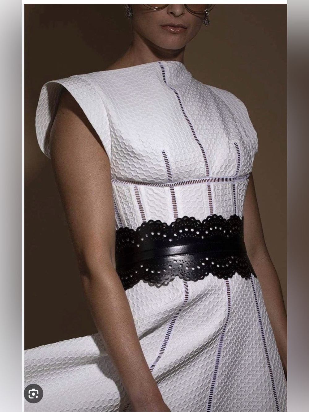Black Laser-Cut Wide Waist Belt